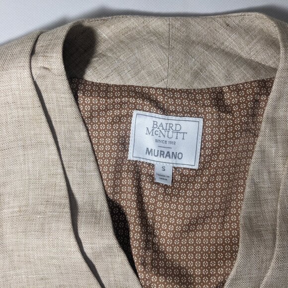 NEW-Size S Mens Murano Baird McNutt Button Down Dress Vest Okeo-Tex Linen Khaki - Picture 8 of 12